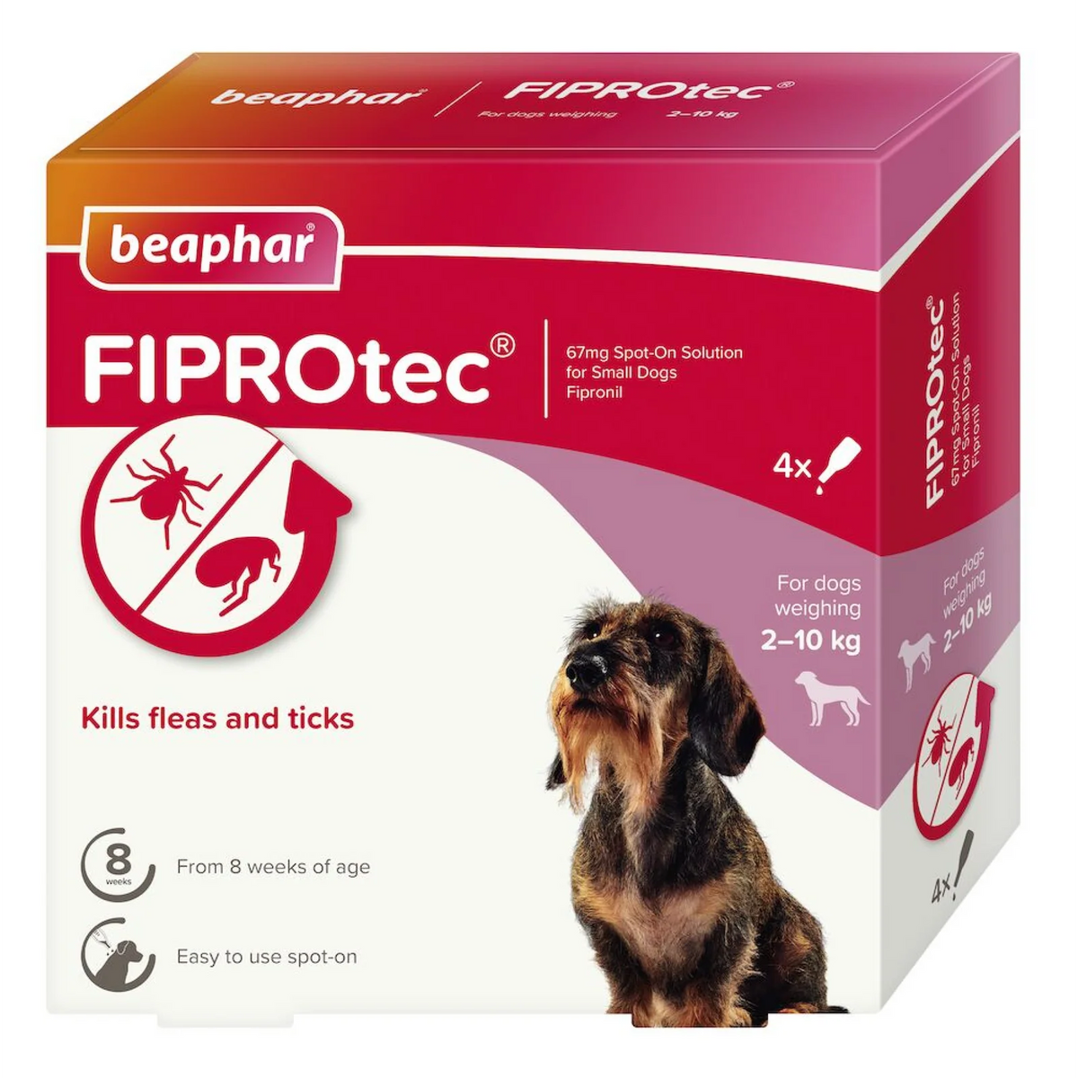Kills Fleas and Ticks 1 Pipettes Fiprotec for Small Dog