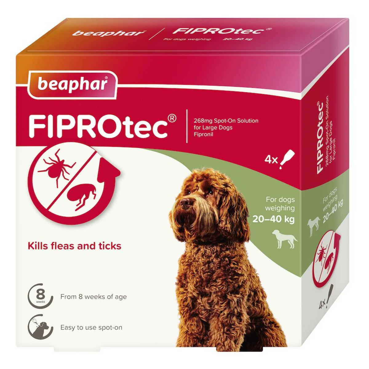 Kills Fleas and Ticks 1 Pipettes Fiprotec for Large Dog