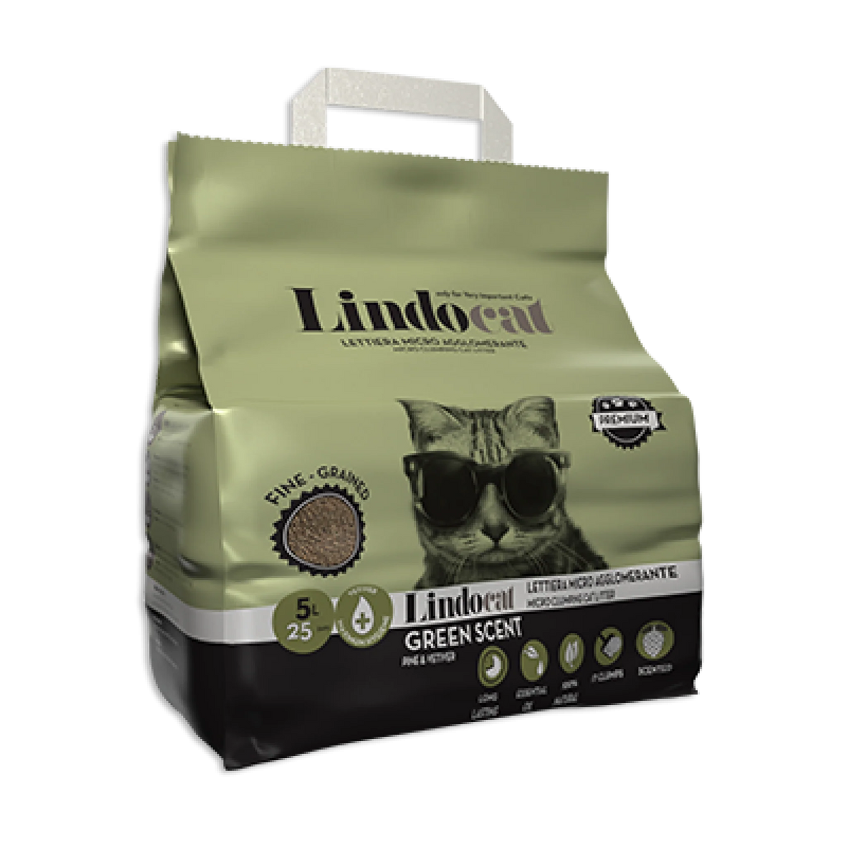 Lindo Cat Litter Bentonite Green Scent (Pine and Vetiver Fragrance) 5 L