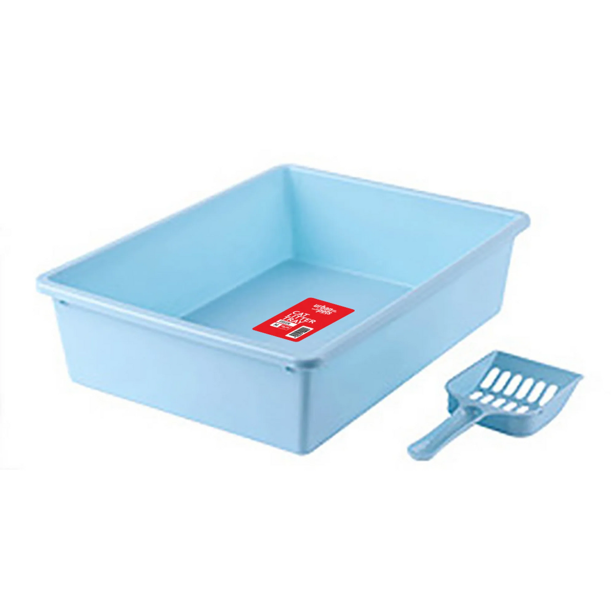 Cat Litter Tray with Scoop White, Medium, 38 x 28 x 10 cm
