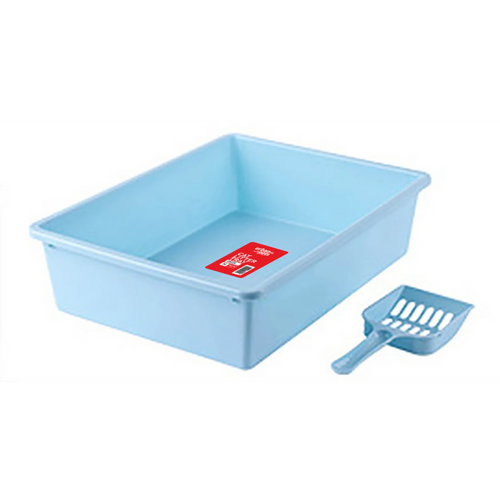 Cat Litter Tray with Scoop White, Medium, 38 x 28 x 10 cm