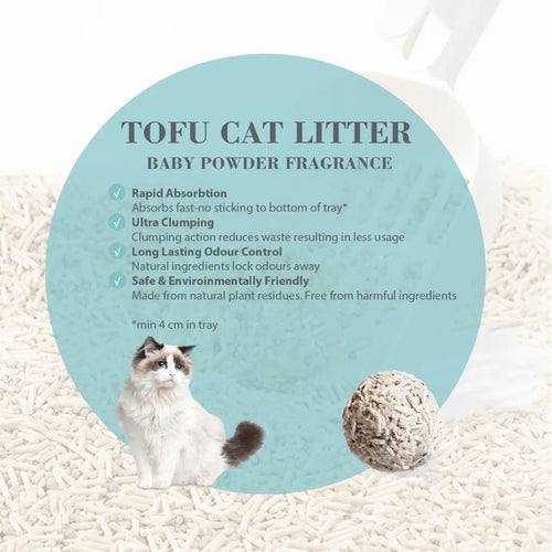 Bioline Tofu Cat Litter 7L - Baby Powder Fragrance