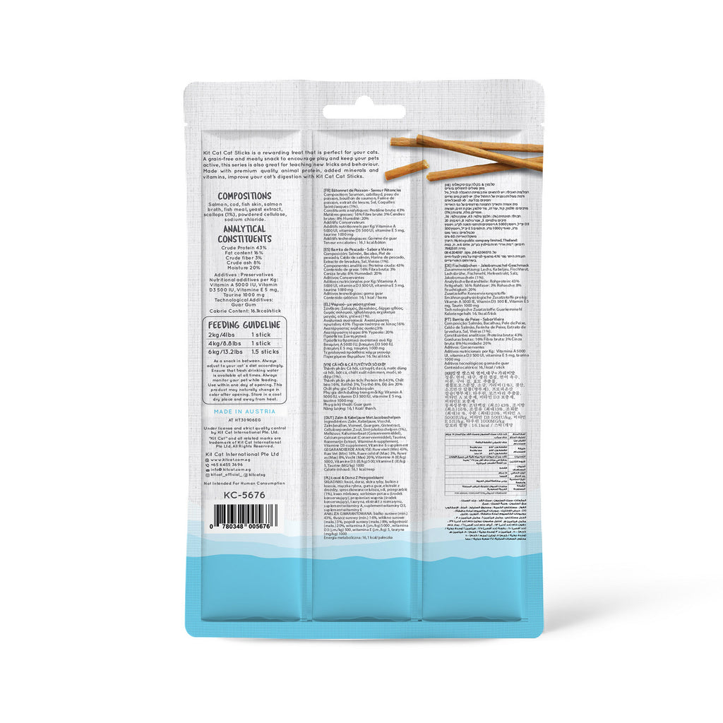Kit Cat Grain Free Cat Stick Salmon & Scallop 15g