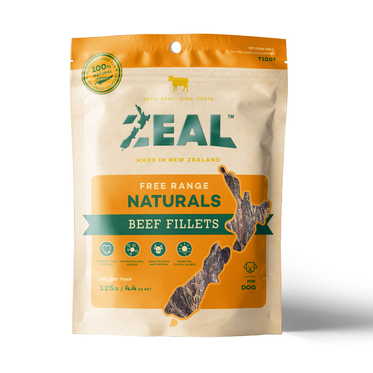 Zeal Dog Treats Beef Fillets 125gr