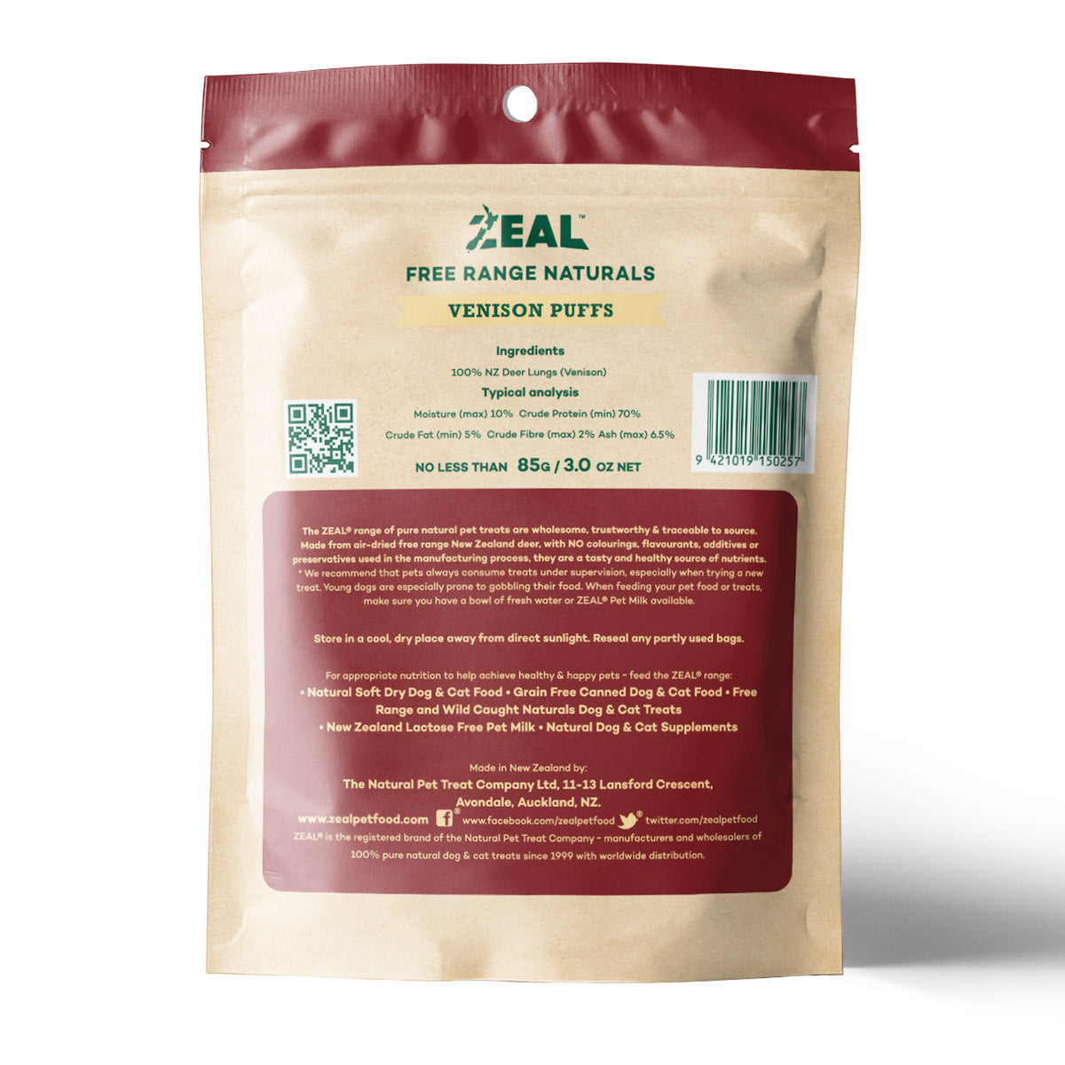 Zeal Dog Treat Venison Puffs